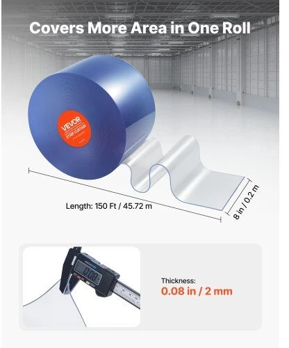 VEVOR PVC juostos durų uždanga 45.72 m x 20 cm