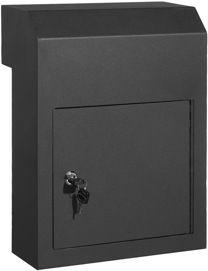 VEVOR Pašto dežutė 12x6x16" su raktu juoda