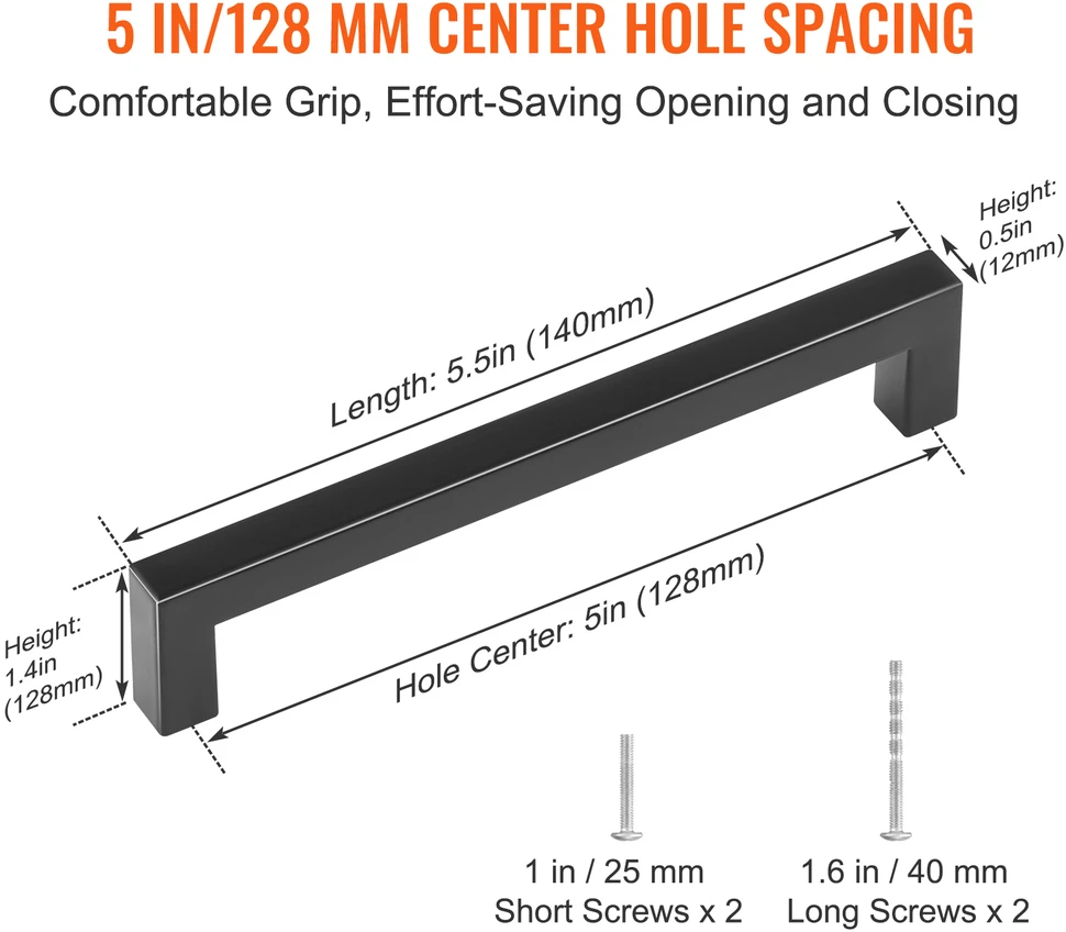 VEVOR 30 vienetų spintos rankenėlės 128mm centras