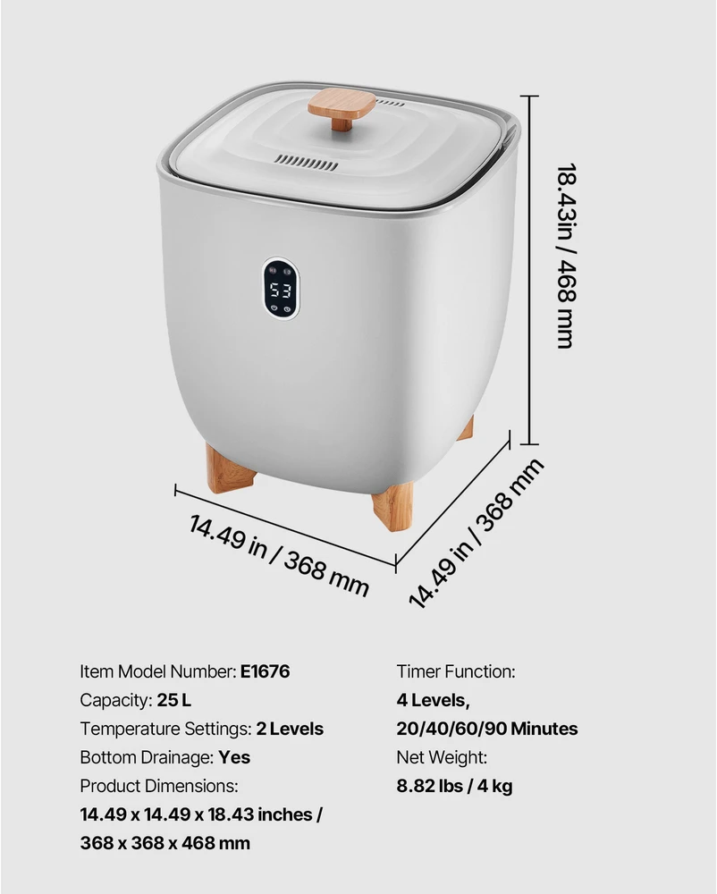 VEVOR 25 l rankšluosčių šildyklė su LED ekranu