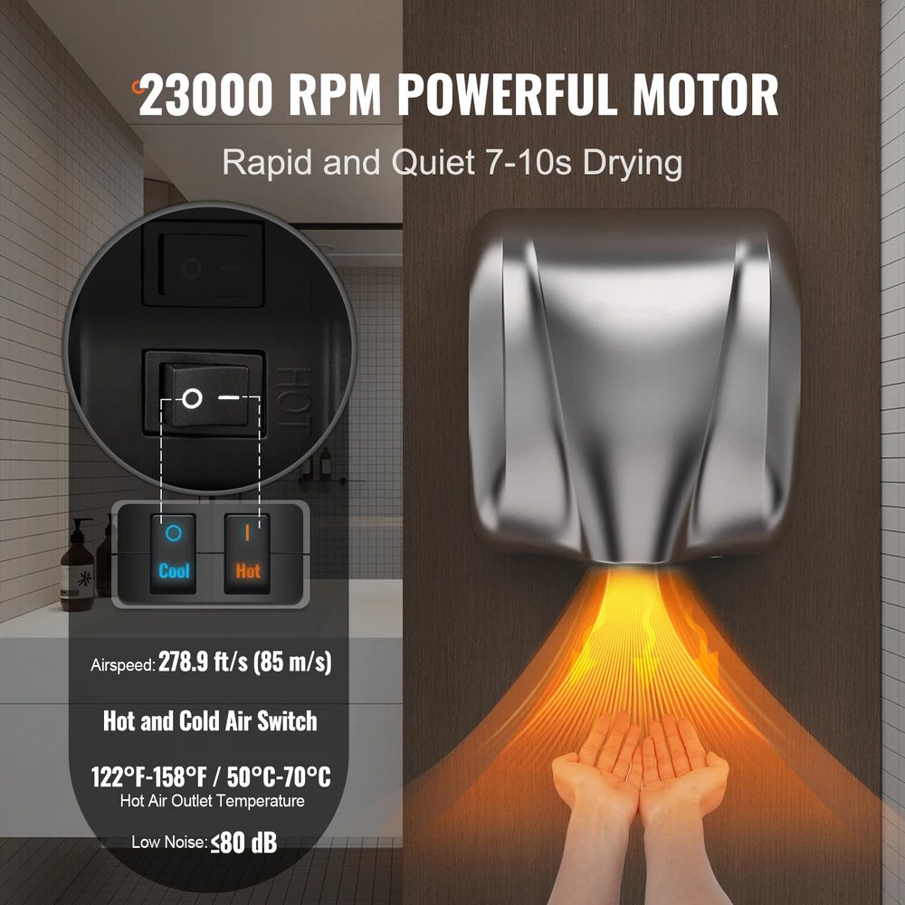 VEVOR 1800W automatinis rankų džiovintuvas