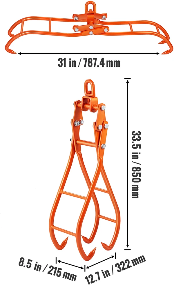 VEVOR Medienos kablio žnyplės 4 nagų, 711 mm 1000 kg