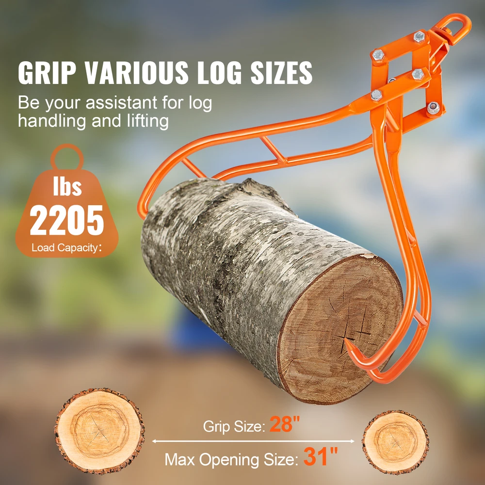 VEVOR Medienos kablio žnyplės 4 nagų, 711 mm 1000 kg