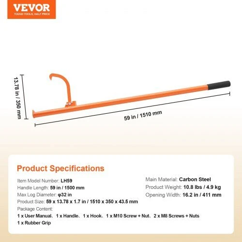 VEVOR 59 cm ilgio kirtimo įrankis rąstams