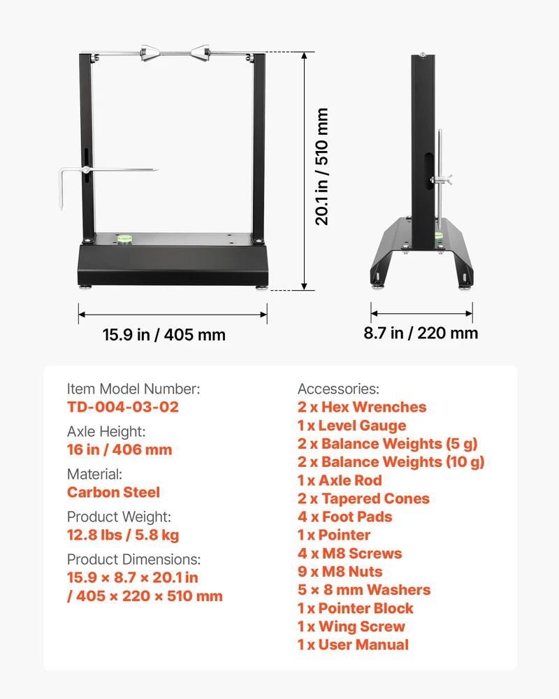 VEVOR Motociklų ratų balansyras, 40 kg talpos