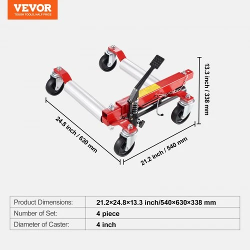 VEVOR Automobilinis padėklas su ratukais 4 vnt.