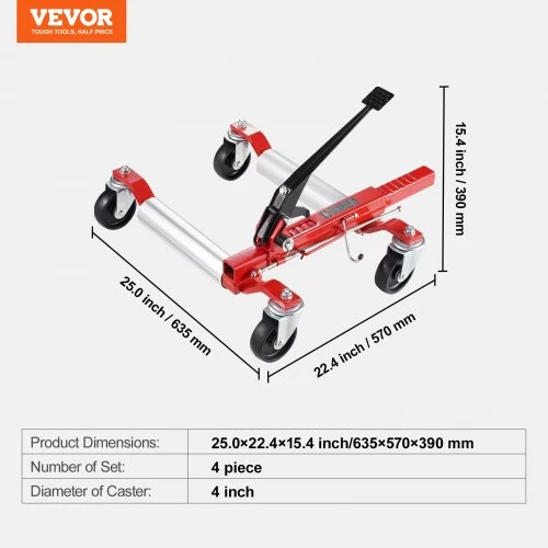 VEVOR Automobilių padangų keltuvas su ratukais 4 vnt.