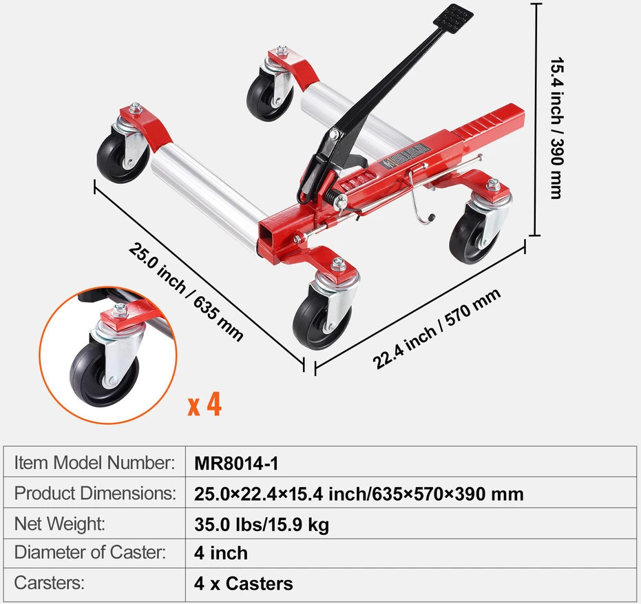 VEVOR Automobilio ratų keltuvas 680 kg