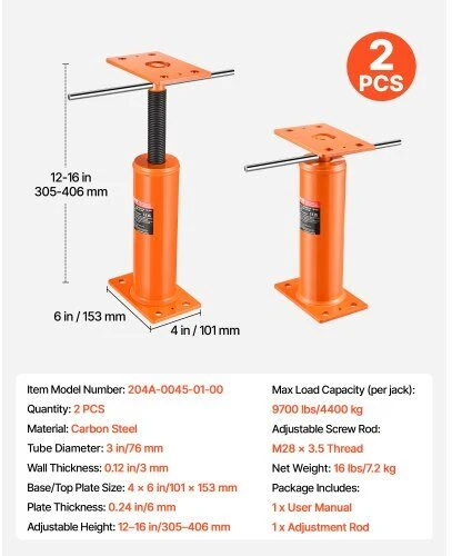 VEVOR 2 dalių reguliuojamas grindų domkratas 30–40 cm