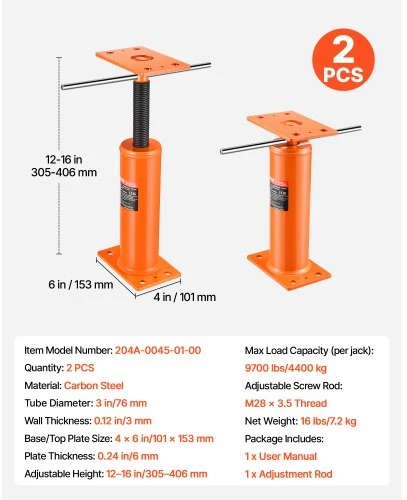 VEVOR 2 dalių reguliuojamas grindų domkratas 30–40 cm