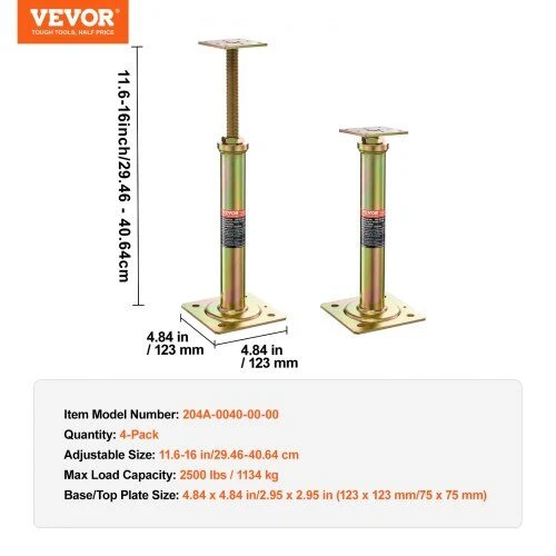 VEVOR 4 dalių reguliuojama grindų atrama 29,5-40,6 cm aukščio