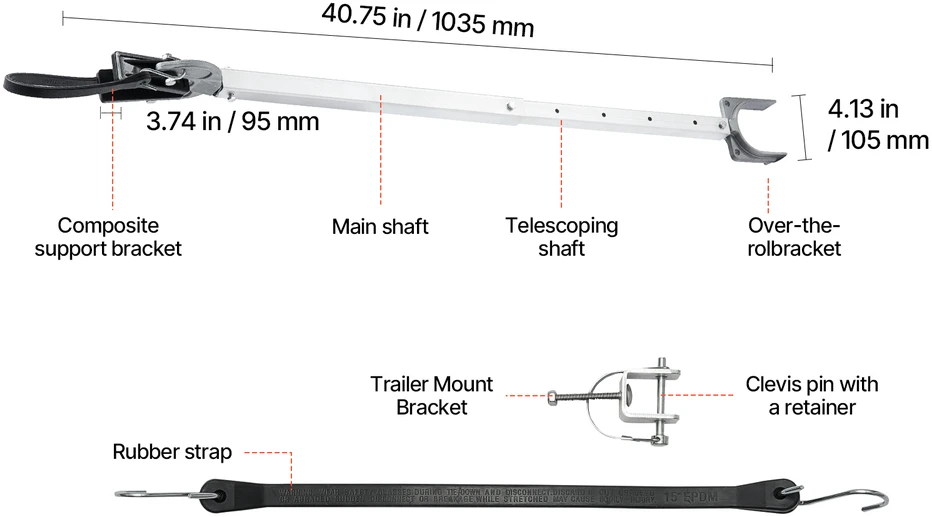 VEVOR Reguliuojamas valtis transom laikiklis 58-89 cm