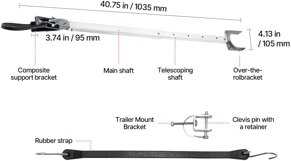 VEVOR Reguliuojamas valtis transom laikiklis 58-89 cm