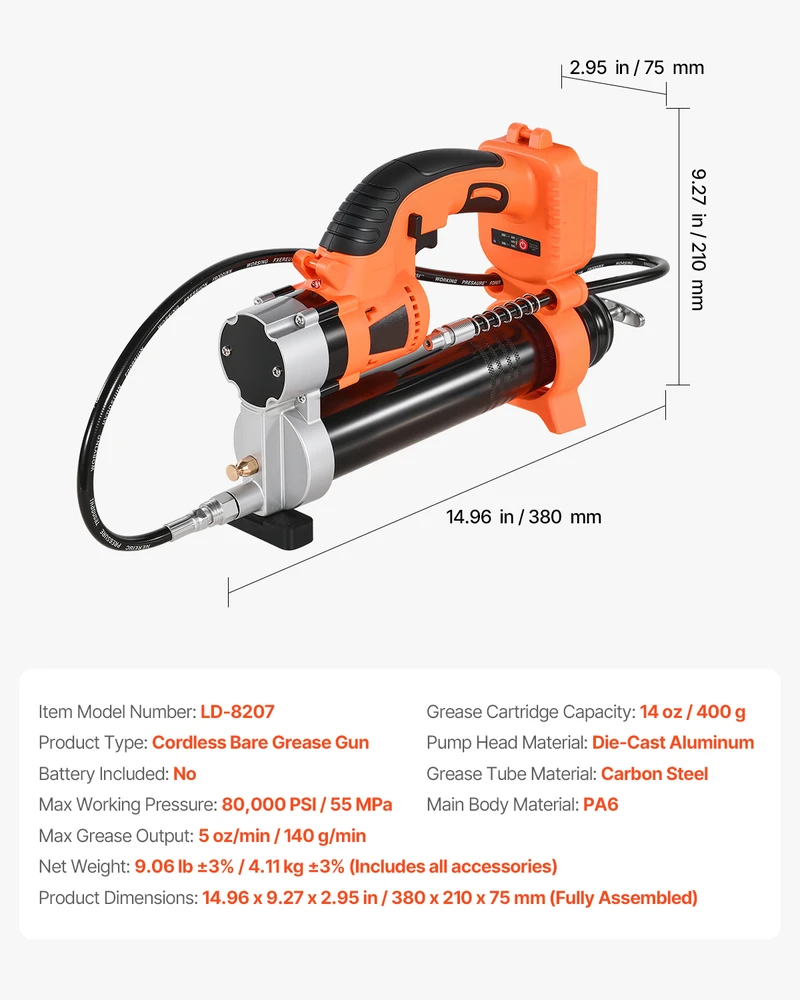 VEVOR Belaidis tepalo pistoletas 55 MPa 20V