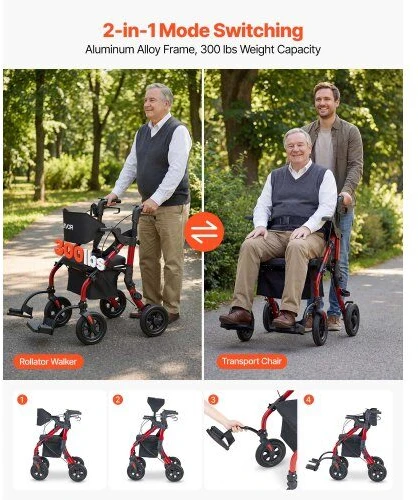 VEVOR 2-in-1 vaikštynė ir kėdutė vyresnio amžiaus žmonėms