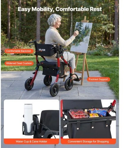 VEVOR 2-in-1 vaikštynė ir kėdutė vyresnio amžiaus žmonėms