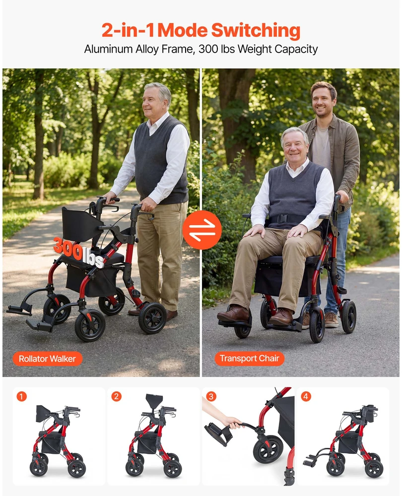 VEVOR 2-in-1 vaikštynė ir kėdutė vyresnio amžiaus žmonėms