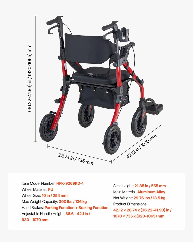 VEVOR 2-in-1 vaikštynė ir kėdutė vyresnio amžiaus žmonėms