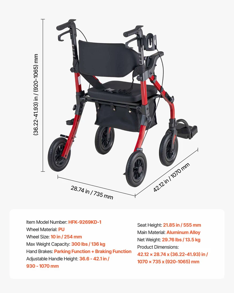 VEVOR 2-in-1 vaikštynė ir kėdutė vyresnio amžiaus žmonėms