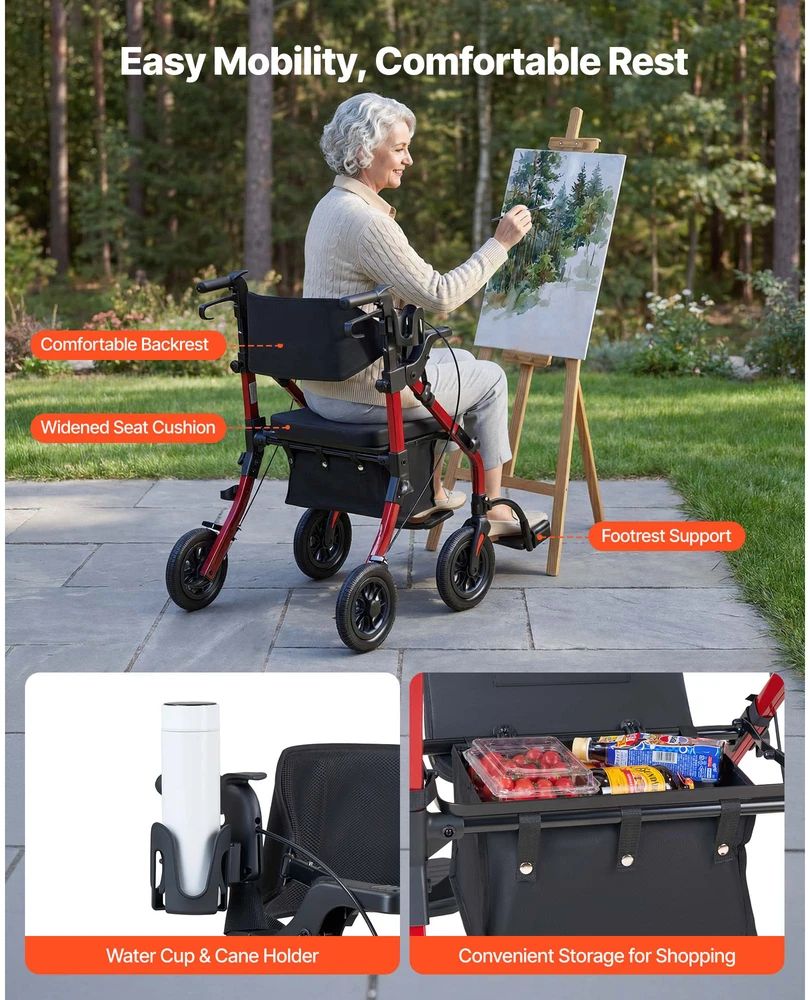 VEVOR 2-in-1 vaikštynė ir kėdutė vyresnio amžiaus žmonėms