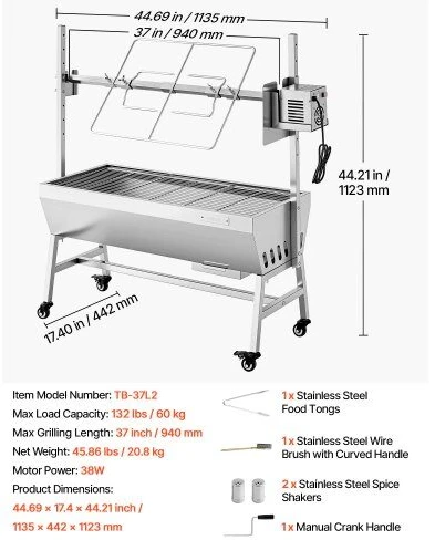 VEVOR Rotacinė kepsninė su 60 kg talpa