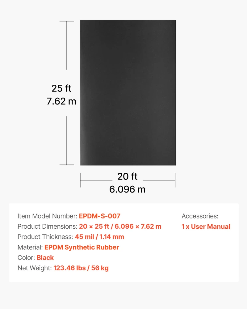 VEVOR EPDM guminė stogo danga 6 x 7.5 m