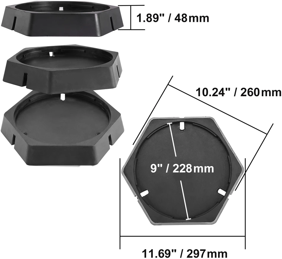 VEVOR Kemperinės atramos rinkinys (4 dalių), 9 cm guminiai padai