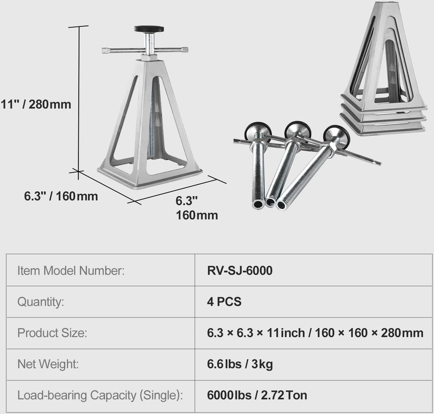 VEVOR RV stabilizavimo domkratai, 4 vnt aliuminio