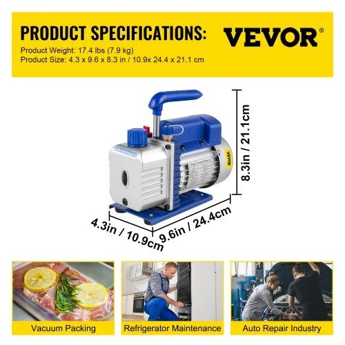 VEVOR Šaldymo agento vakuuminio siurblio komplektas 84 L/min