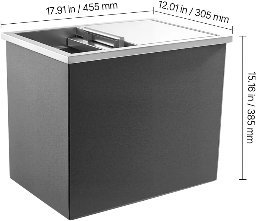 VEVOR 27,1 L įmontuojamas ledo kubilas iš nerūdijančio plieno