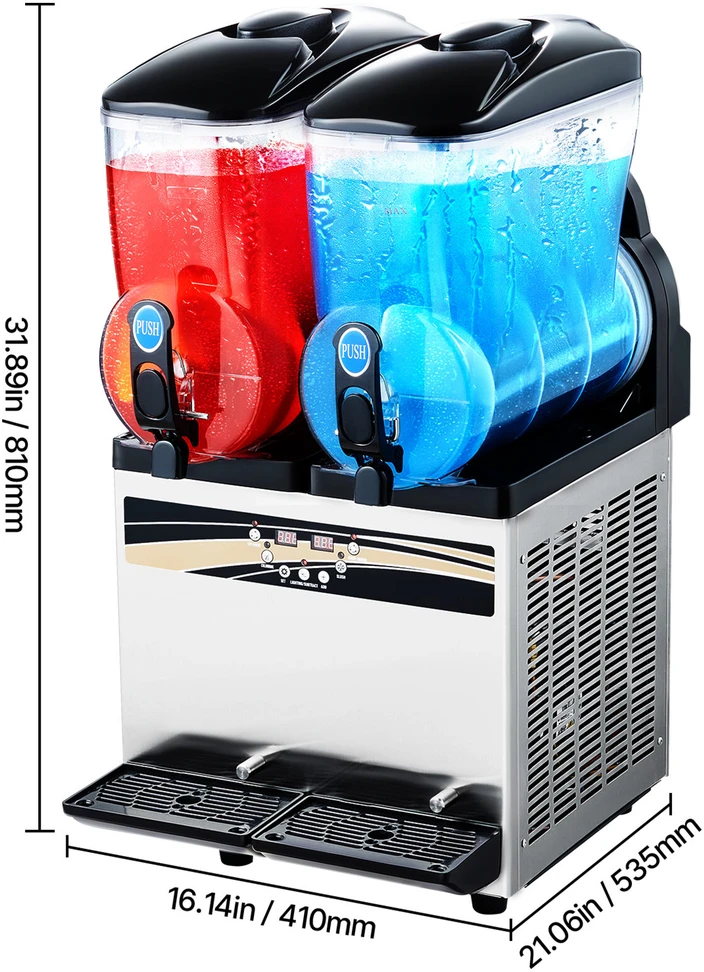 VEVOR Komercinė šaldytų gėrimų gamykla 15L x 2 talpa