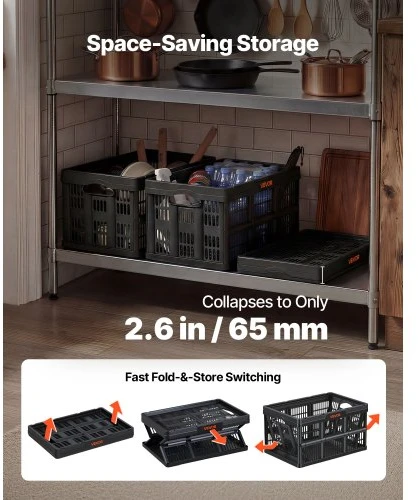 Vevor Plastikinės sulankstomos daiktadėžės, 45 L, 3 vnt.
