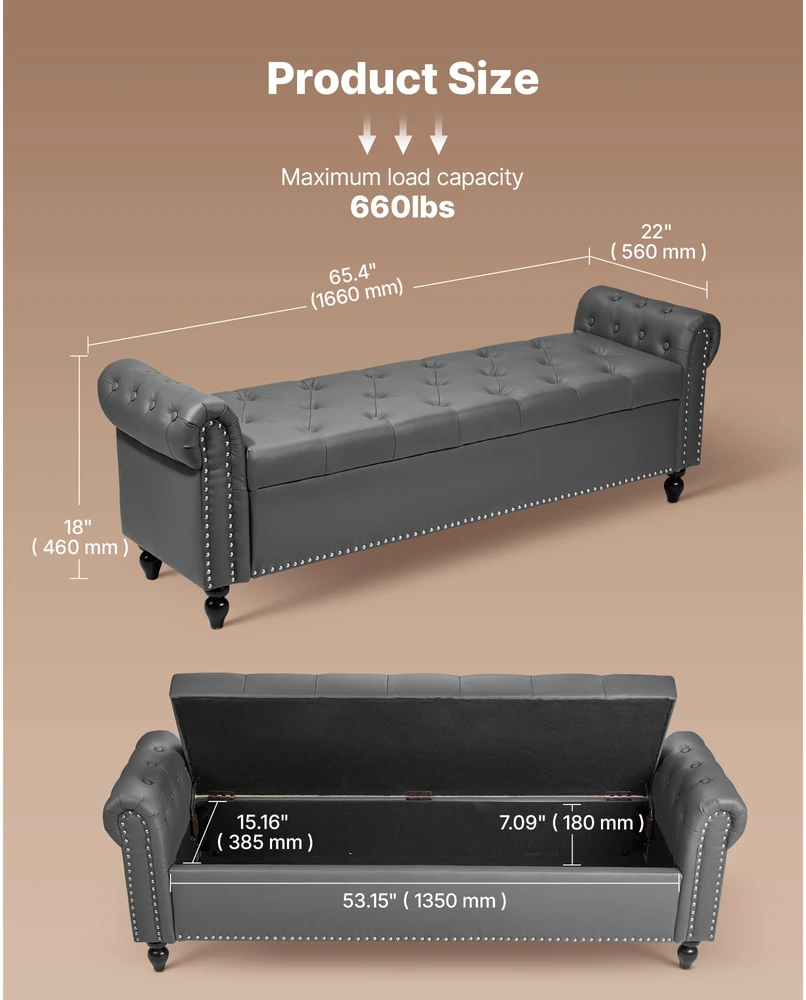 VEVOR Odinė sofa-sandėliavimo suolelis miegamiesiems