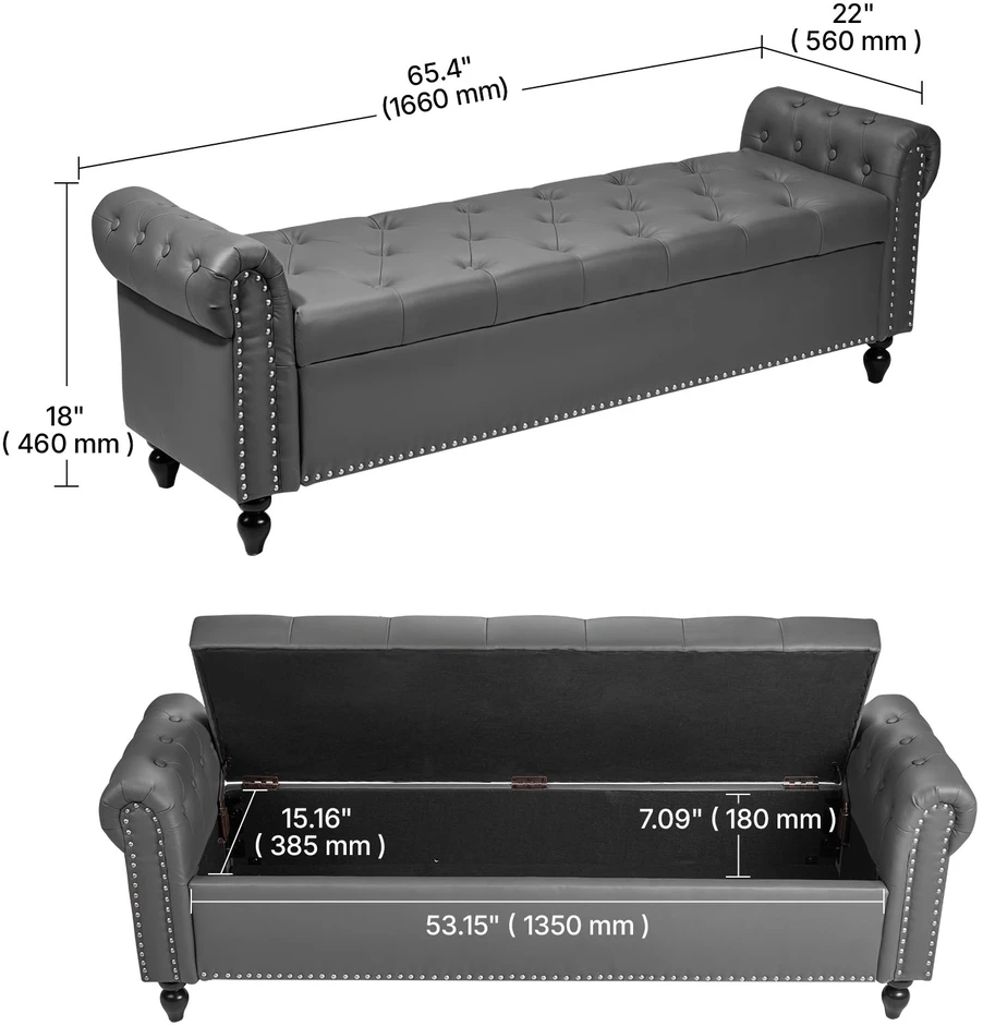 VEVOR Odinė sofa-sandėliavimo suolelis miegamiesiems