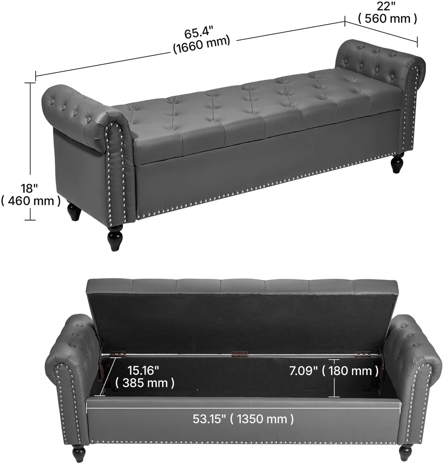 VEVOR Odinė sofa-sandėliavimo suolelis miegamiesiems