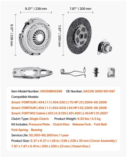 VEVOR OEM sankabos komplektas Smart automobiliams