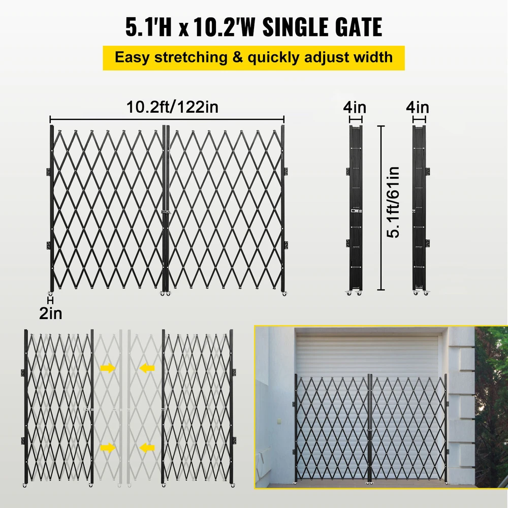 VEVOR Dvigubos sulankstomos saugos grotelės 155 x 310 cm