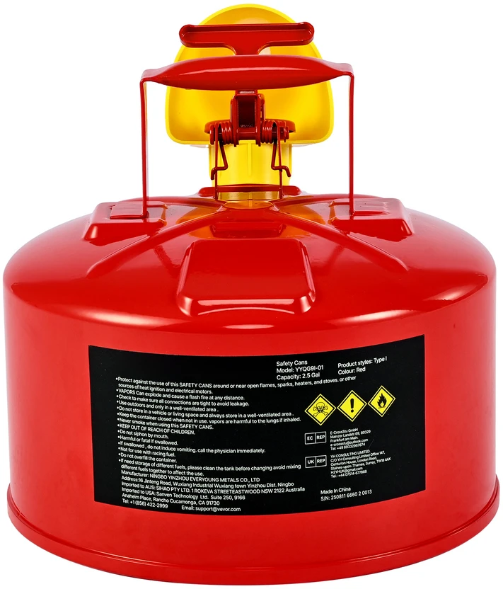 VEVOR Raudonas 9.5 L benzino kanistras