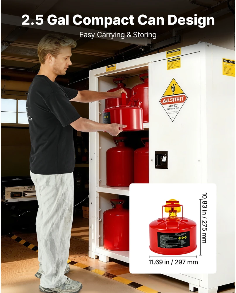 VEVOR Raudonas 9.5 L benzino kanistras