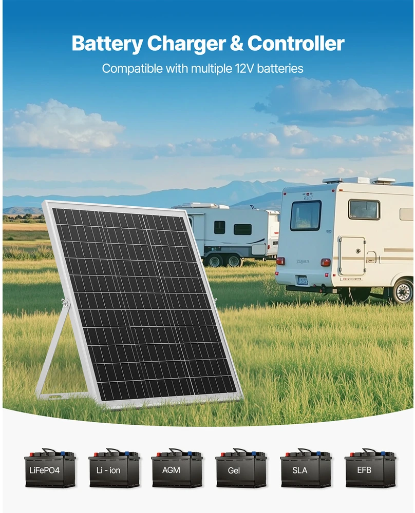 VEVOR 25W 12V saulės baterijos įkroviklis