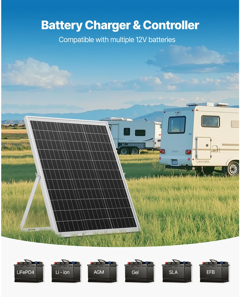 VEVOR 25W 12V saulės baterijos įkroviklis
