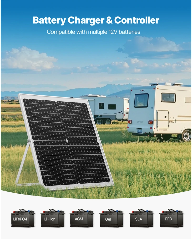 VEVOR 12V saulės baterijų įkroviklis 30W