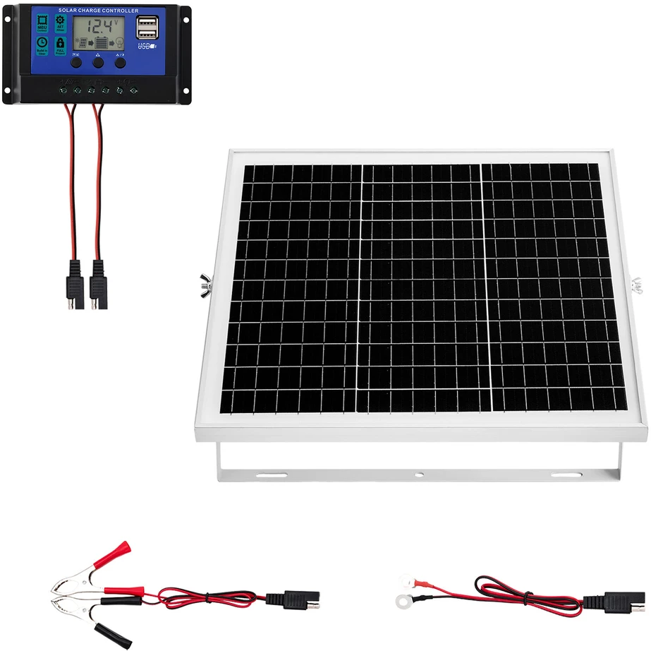VEVOR 20W 12V saulės baterijų įkroviklis su laikikliu