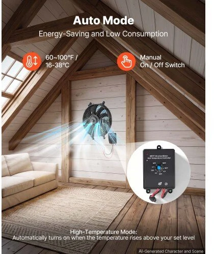 Saulės energija varomas palėpės ventiliatorius VEVOR JBSF-320D, 1300 CFM