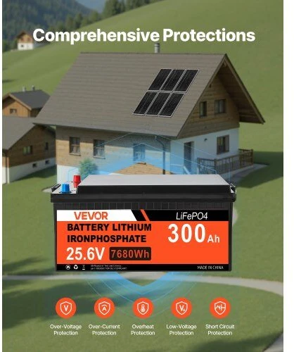 Saulės elektrinės komplektas VEVOR 1200W 24V, 3600W hibridinis inverteris ir 300Ah baterija