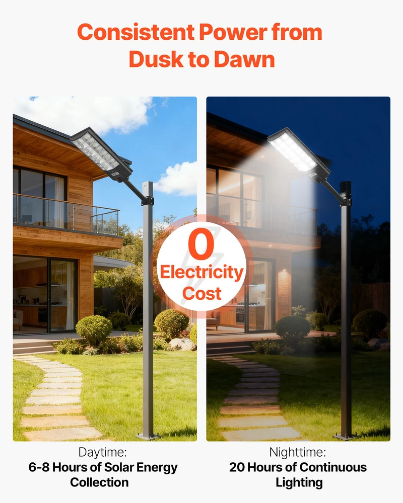 VEVOR 8000W saulės gatvės žibintai lauko apšvietimui