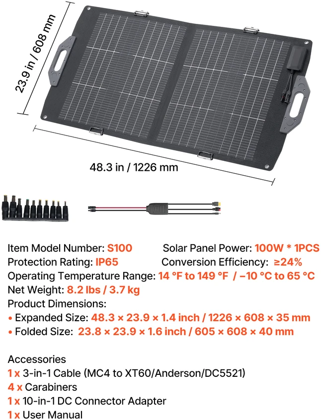 VEVOR 100W bifacial saulės panelė N-Type 16BB