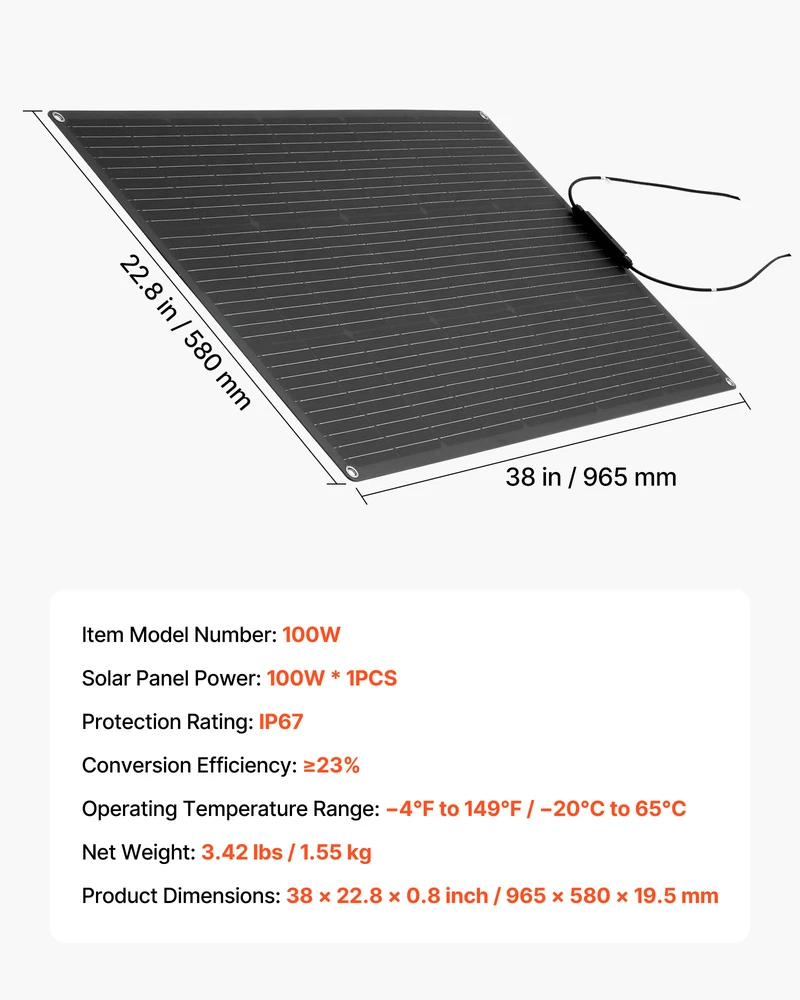VEVOR Lankstus 100W saulės modulis su MC4 jungtimi