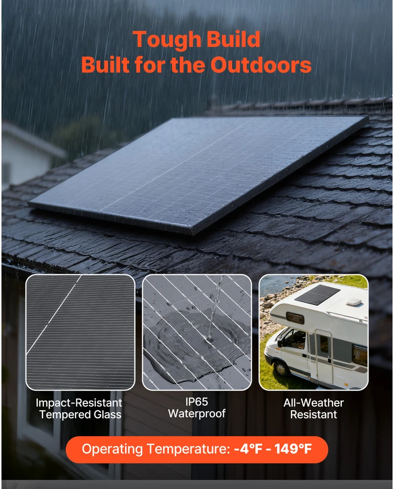 VEVOR 2vnt 400W monokristaliniai saulės moduliai