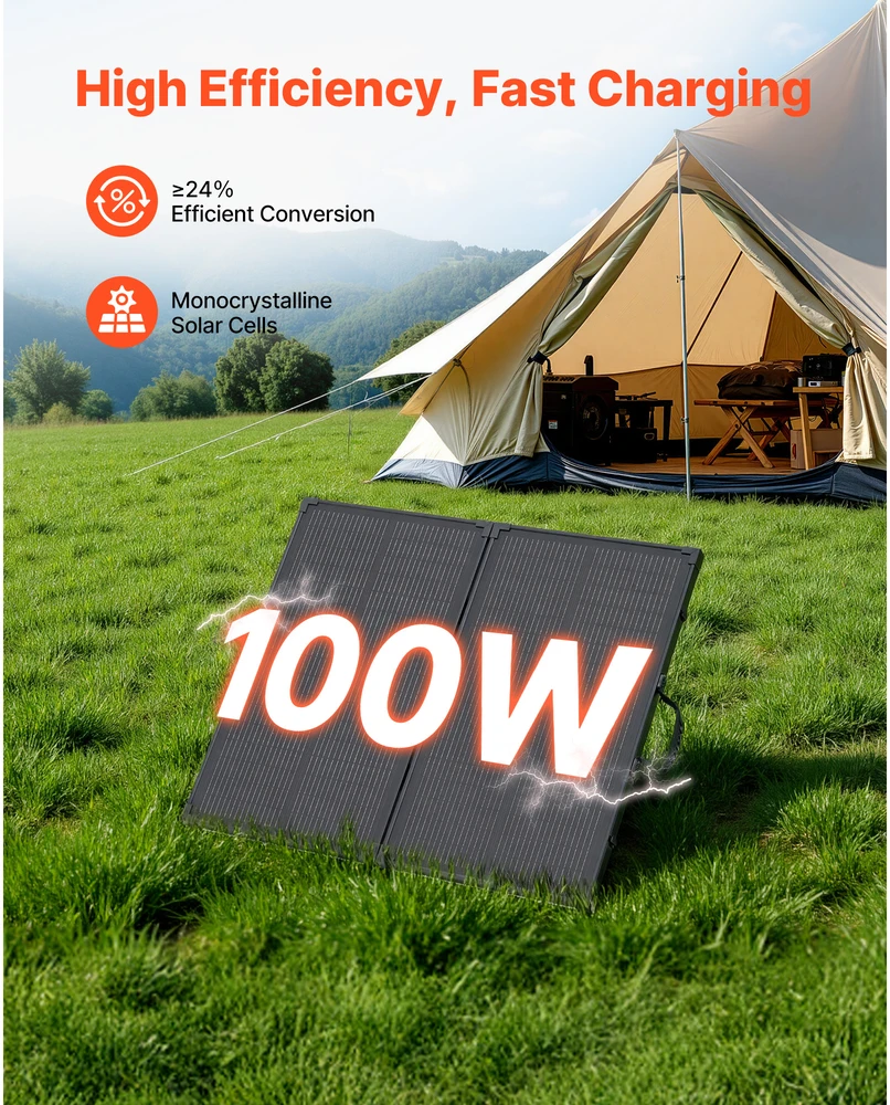 VEVOR Sulankstomas 100W saulės panelis su rėmu